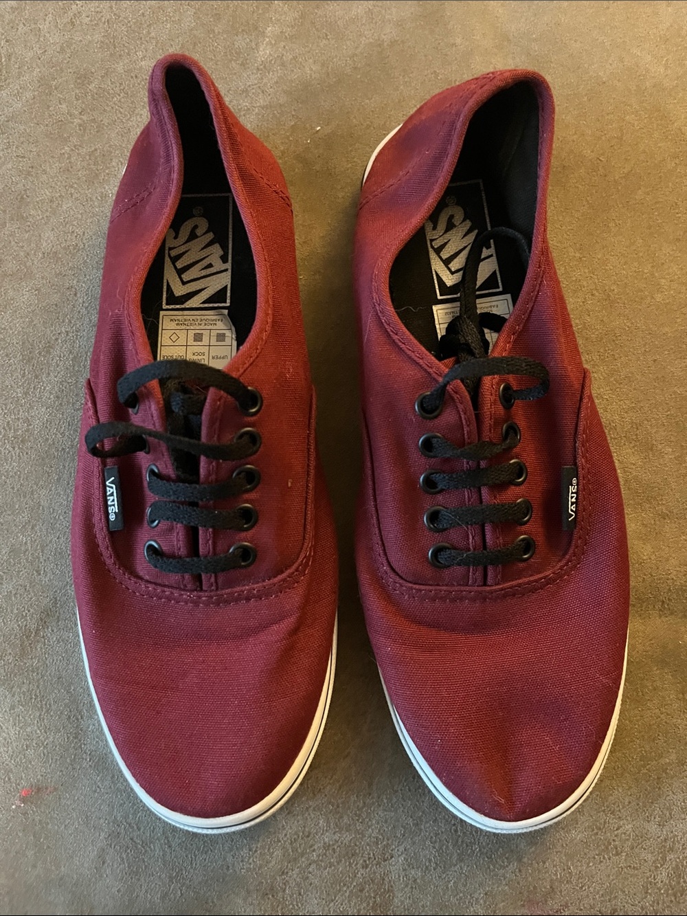 Vans Maroon Canvas Low-Top Sneakers with Black Laces